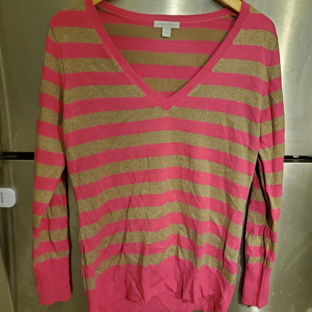Pink and gold long sleeve sweater